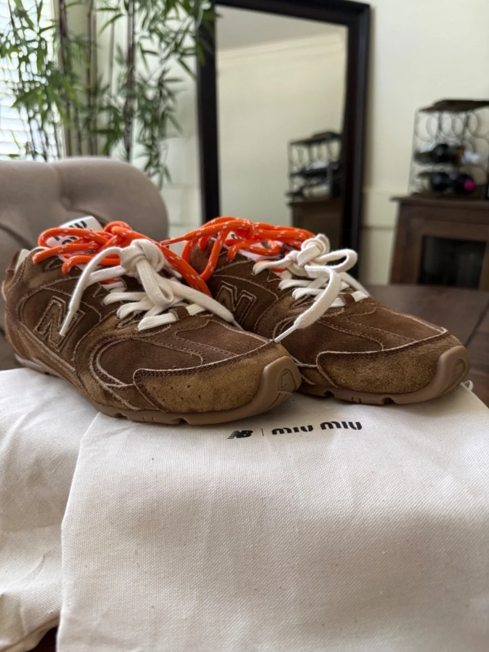 Miu Miu x New Balance Collaboration SL Suede Sneakers in Canella
